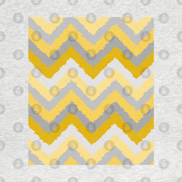 Mustard Yellow and Grey Distorted Chevrons by OneThreeSix